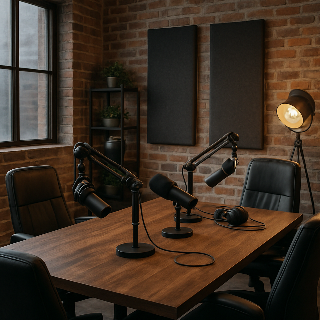 a realistic podcast studio-1
